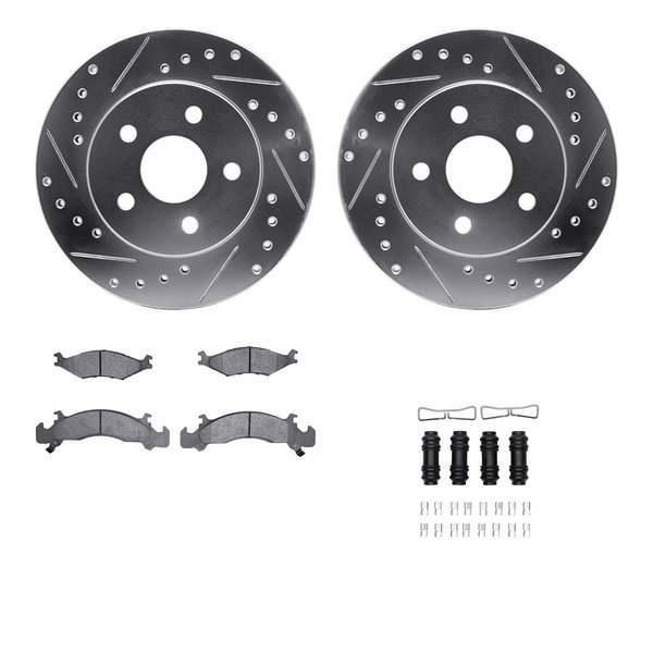 Dynamic Friction Co 7512-40112, Rotors-Drilled and Slotted-Silver w/ 5000 Advanced Brake Pads incl. Hardware, Zinc Coat 7512-40112